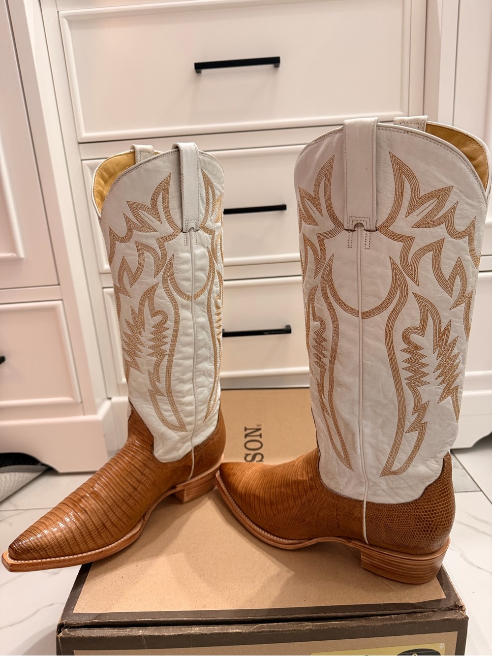 NIB Stetson Toni Exotic Lizard Boots size 9B - Picture 3 of 10